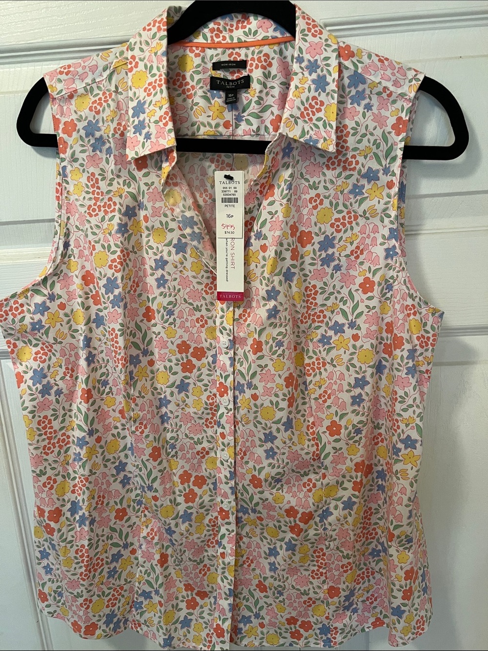 NWT Talbots Sleeveless Button-Down Floral Women’s Top